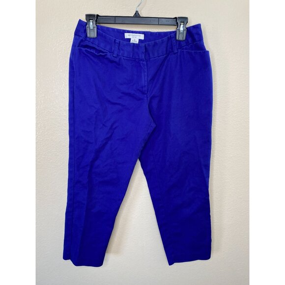 Liz Claiborne Womens Petite Royal Blue Stretch Cropped Pants Size 8P cotton - Picture 2 of 8